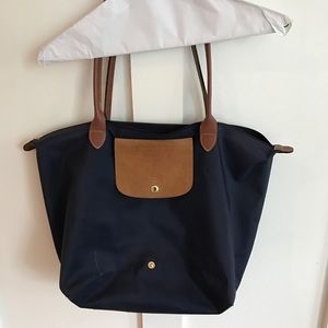 Large Navy Longchamp Le Pliage Tote